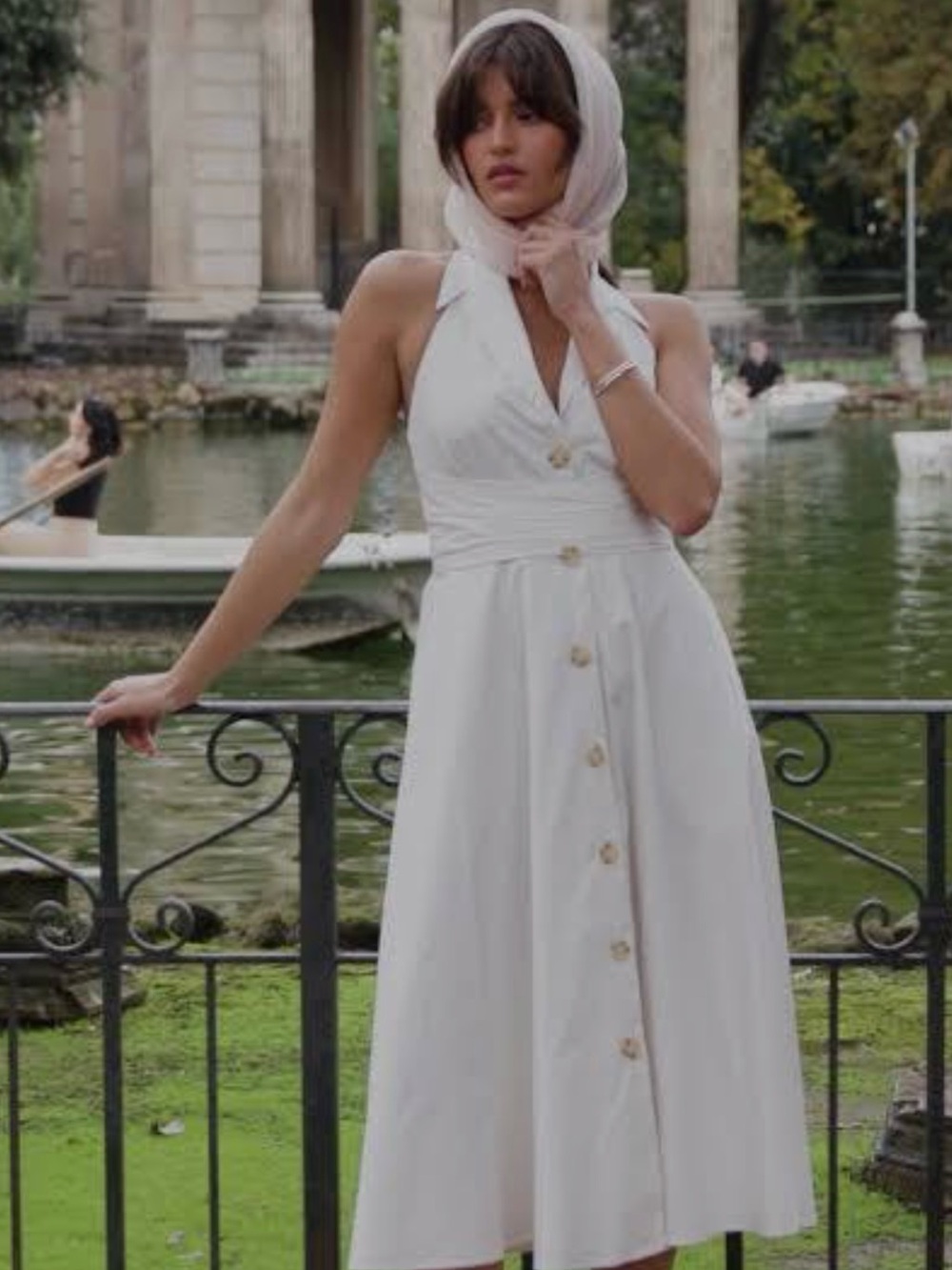 NWT Hutch Alessia White  Cotton Halter Midi Dress S - Picture 6 of 14